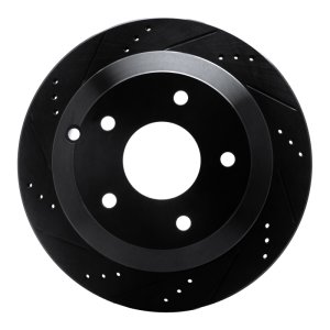 Pontiac GTO Brake Rotor (1) - Rear Left - R1 Concepts - Drilled & Slotted - Black - `05-`06
